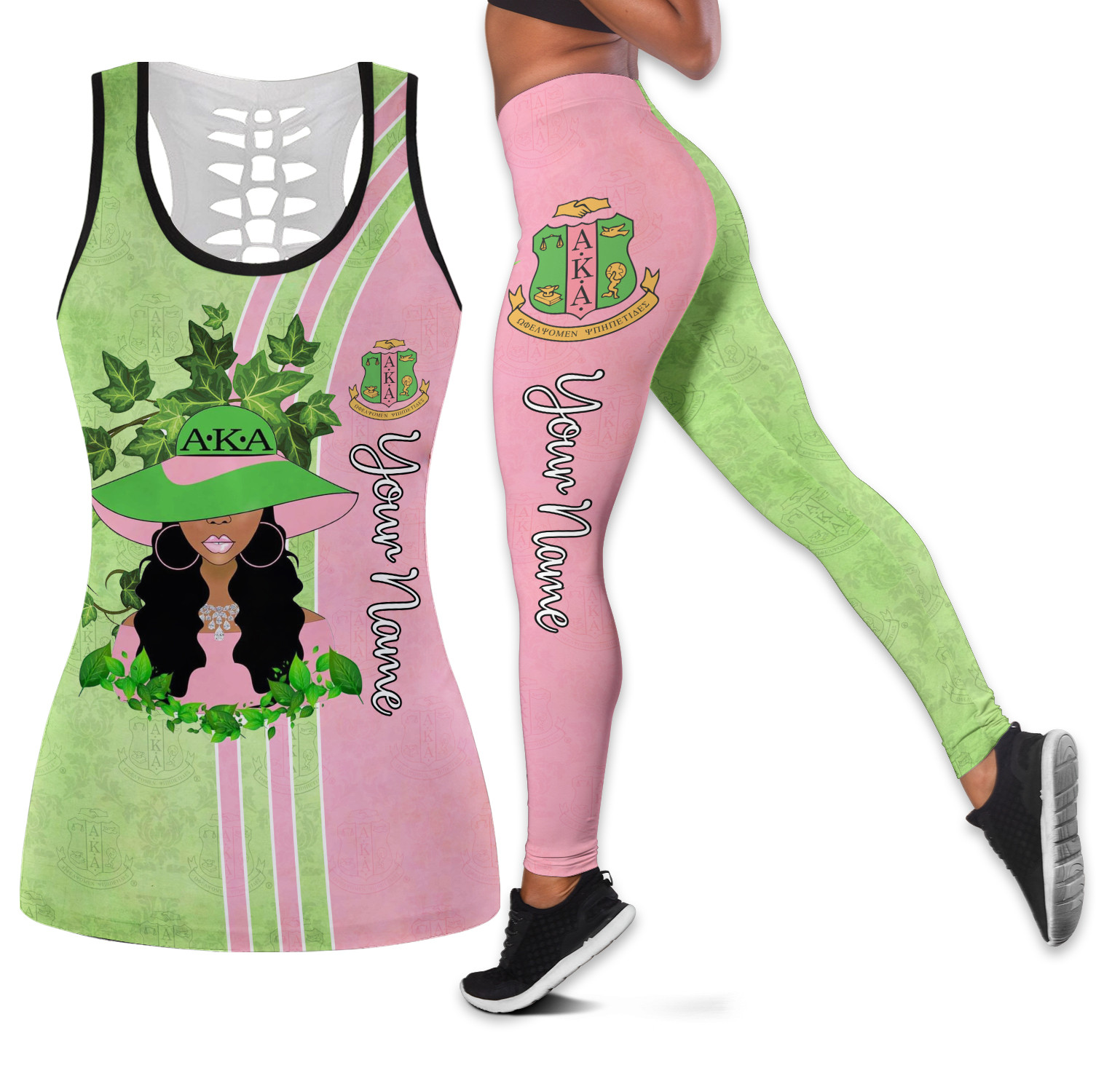 Personalized AKA Black Girl Tank Top And Legging Gift For Women PAN3DSET0230