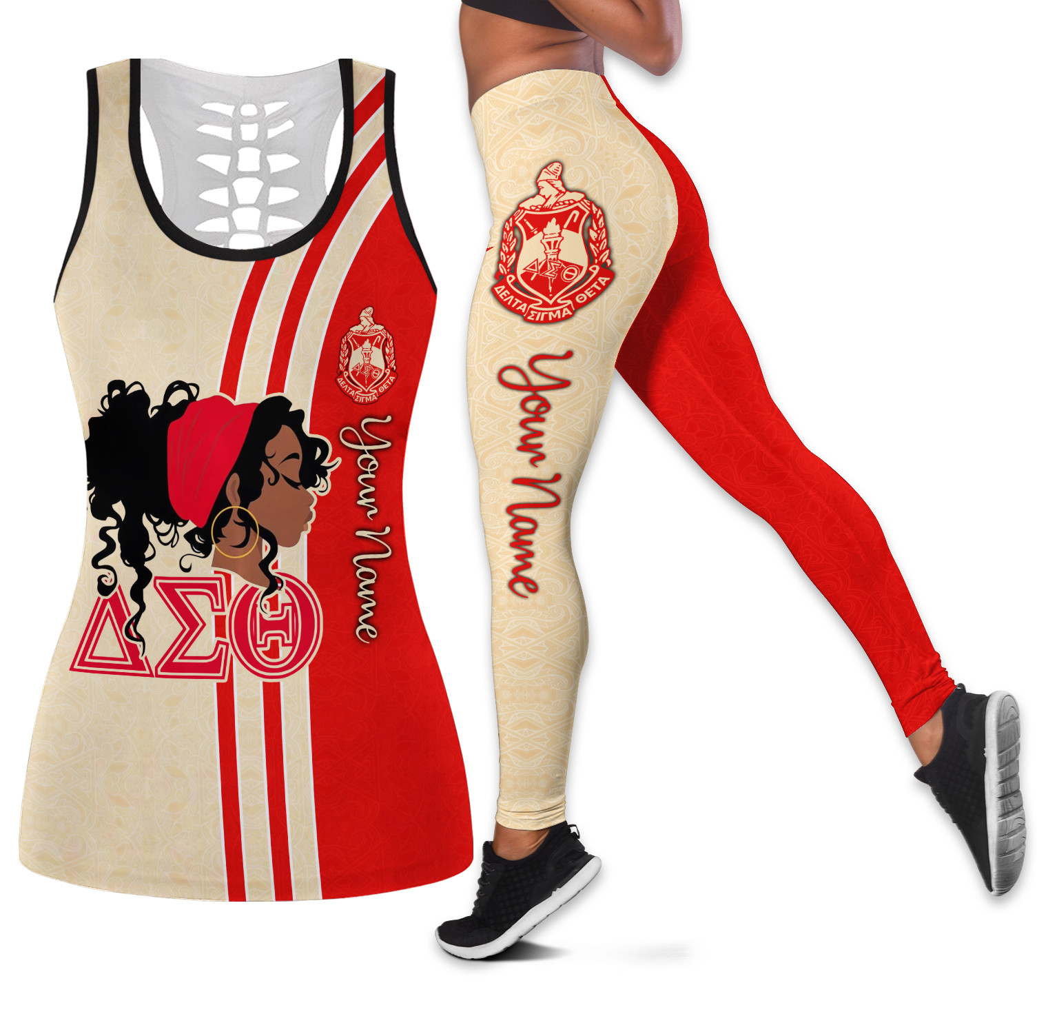 Personalized Delta Sigma Theta Tank Top And Legging For Women PAN3DSET0223