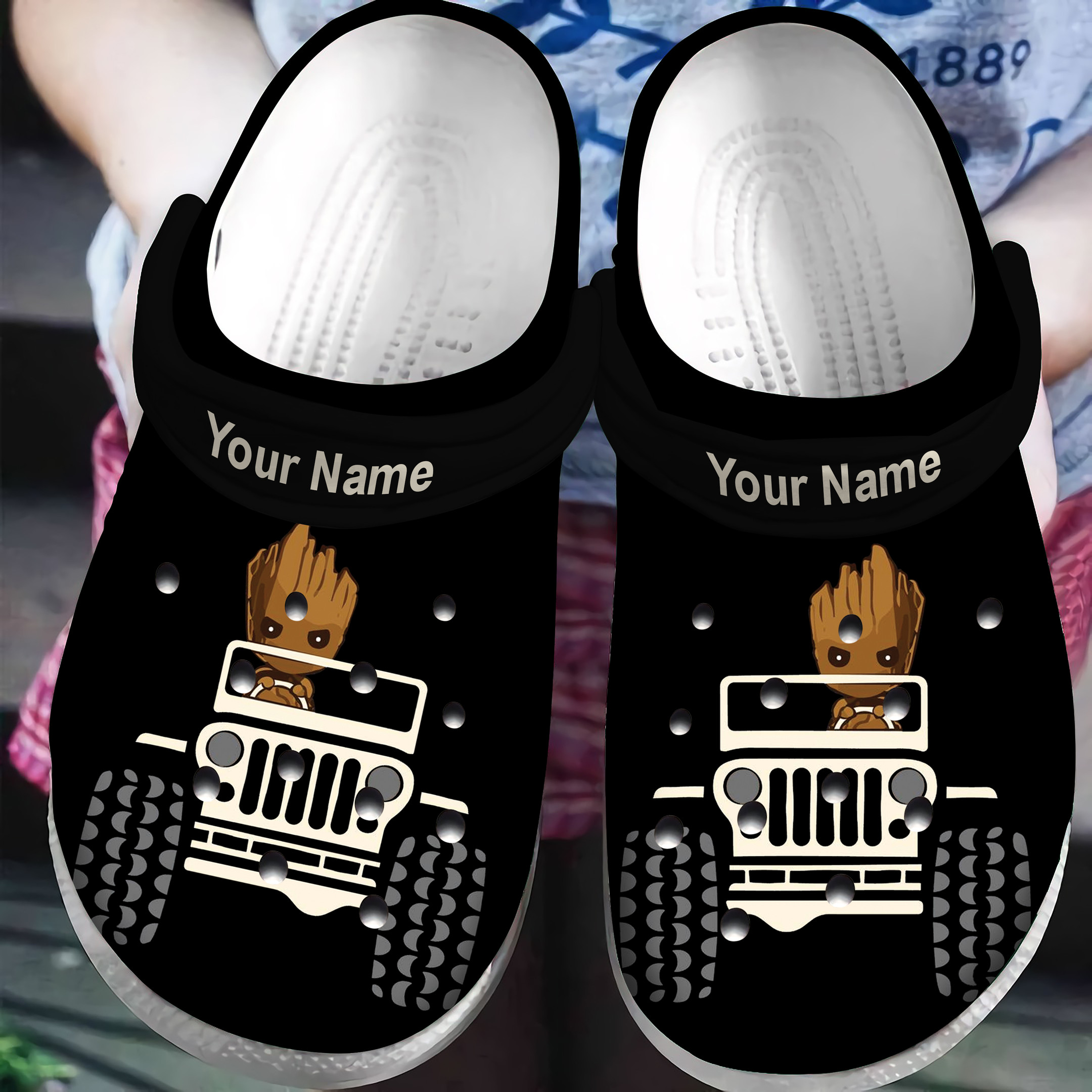 Personalized Baby Groot Drive Jeep Crocs Classic Clogs Shoes PANCR1202