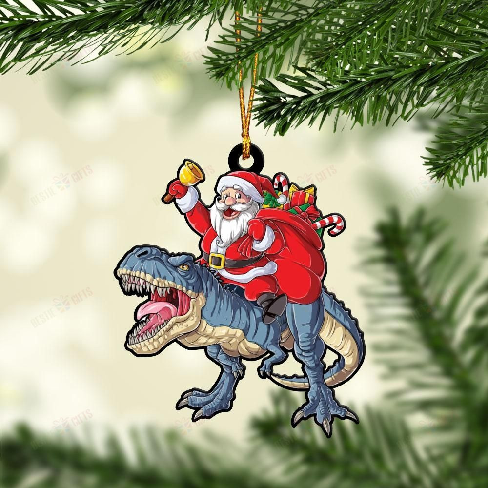 Love Dinosaur Santa Christmas Mica Ornament PANORPG0341