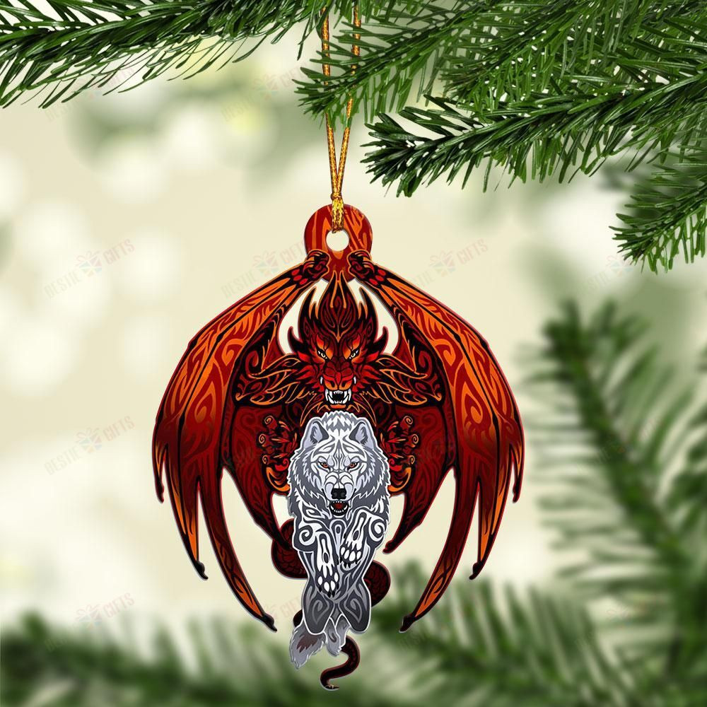 Love Dragon And Wolf Mica Ornament PANORN0010