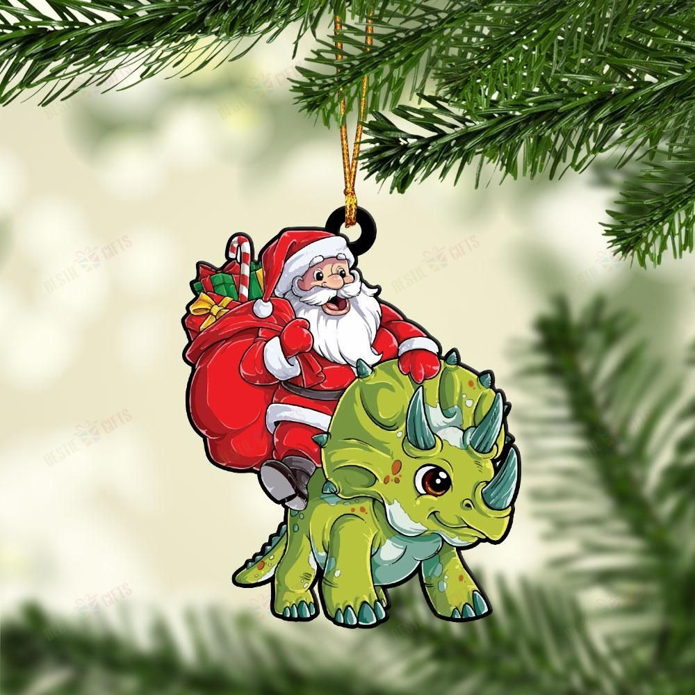 Love Dinosaur Santa Christmas Mica Ornament PANORPG0340