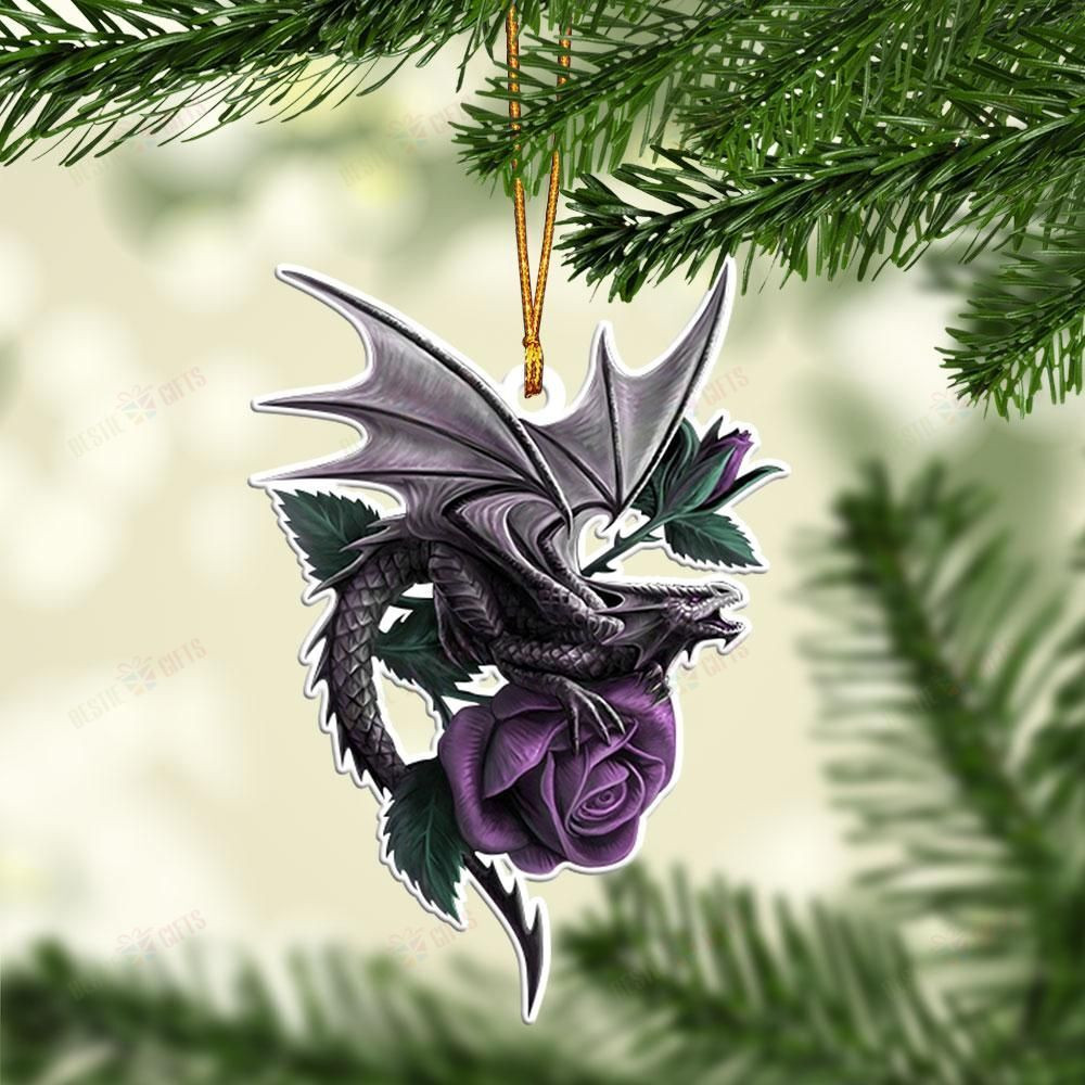 Love Dragon And Rose Christmas Mica Ornament PANORN0011