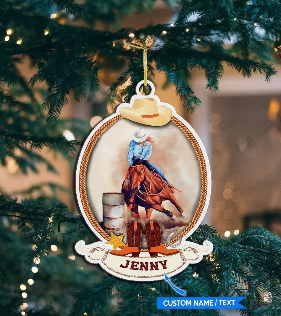Barrel Racing Cowgirl Personalized Ornament PANORPG0282