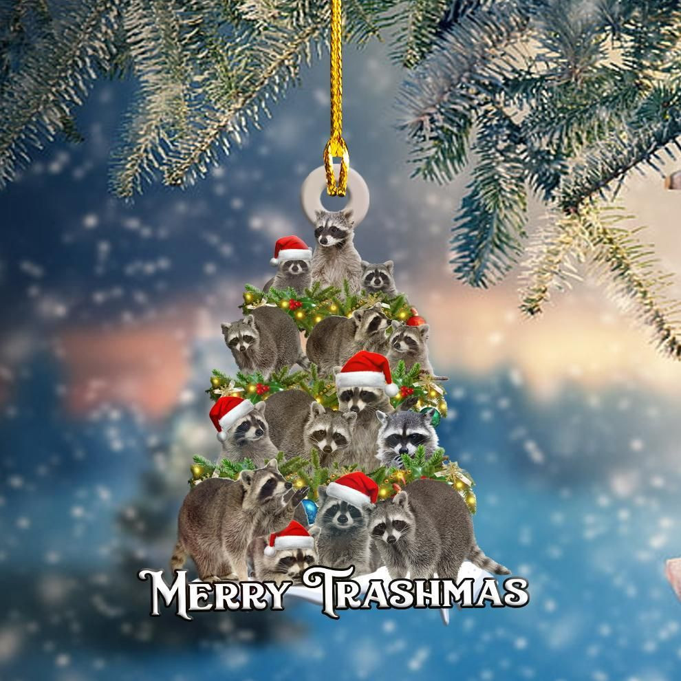 Raccoon Christmas Tree Shape Ornament PANORN0049