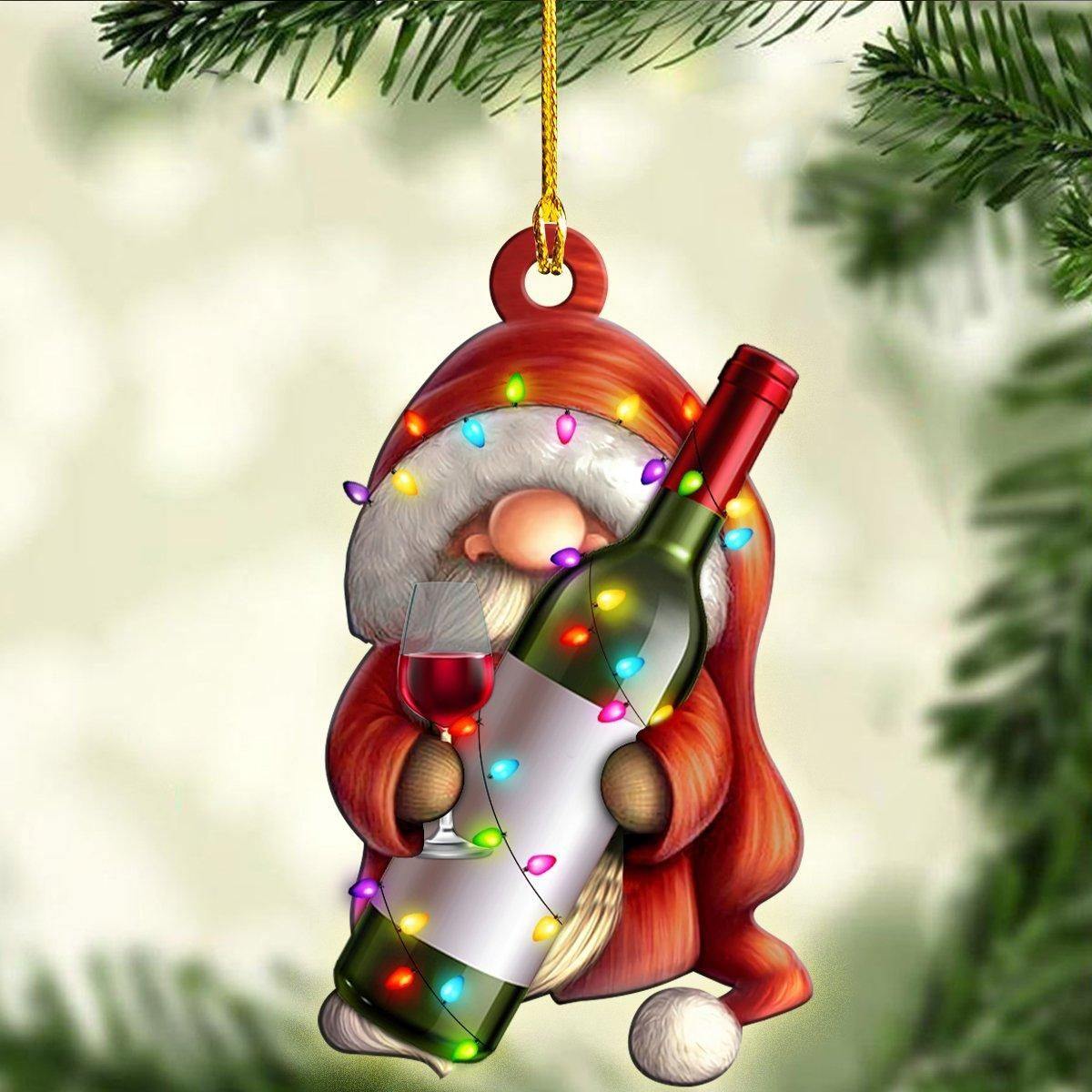 Wine Gnome Christmas Shape Ornament PANORN0029