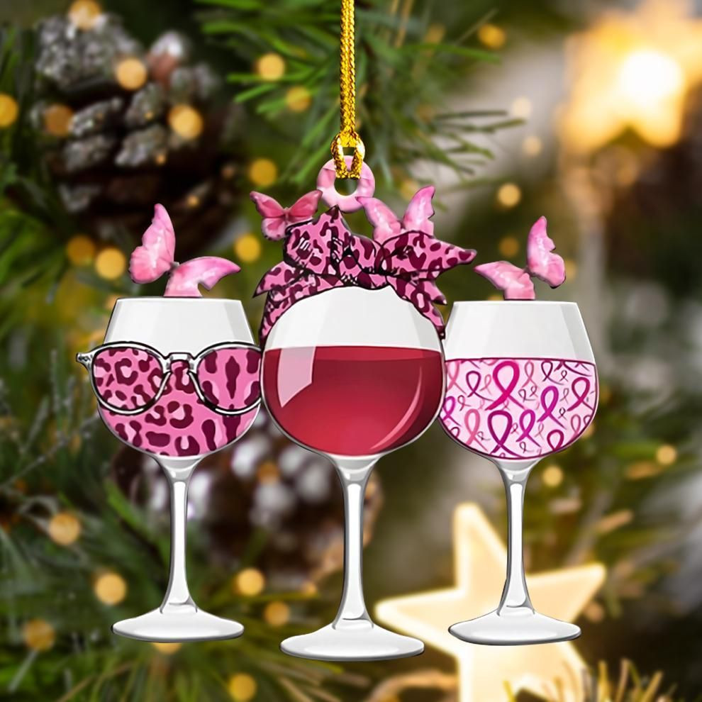 Breast Cancer Wine Shape Ornament P303 PANORPG0119