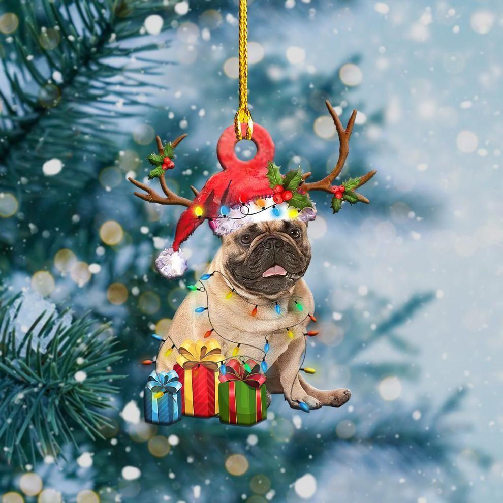French Bulldog Christmas Lights Shape Ornament PANORPG0258