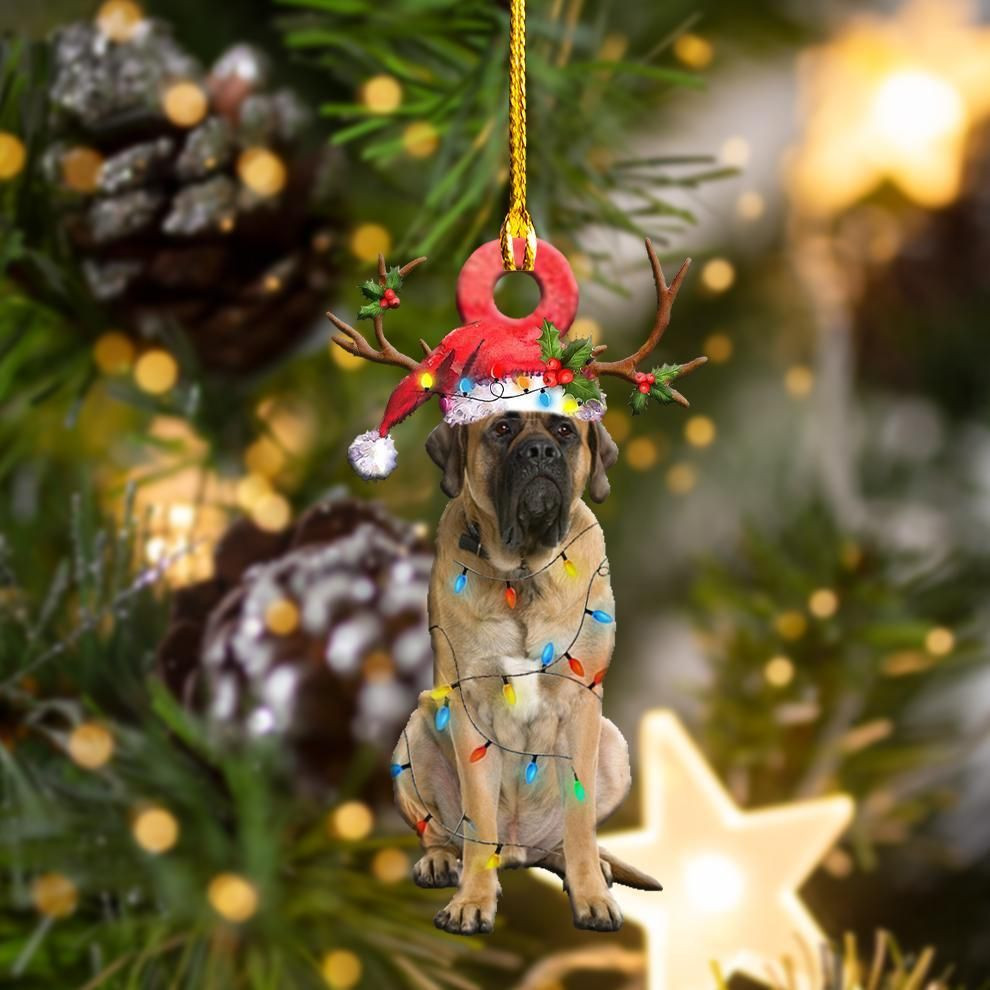 English Mastiff Christmas Lights Shape Ornament P303 PANORPG0031