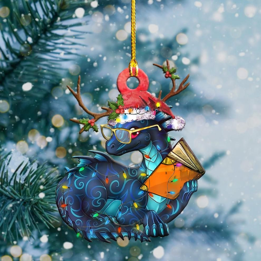 Dragon And Book Light Christmas Shape Ornament PANORN0106