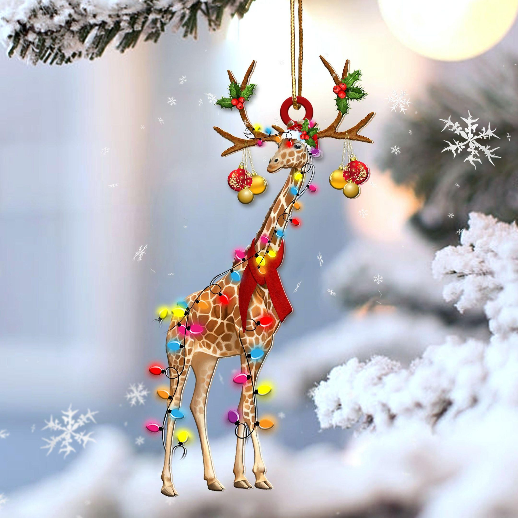 Giraffe Reindeer Shape Christmas 2 sides Ornament P303 PANORPG0035