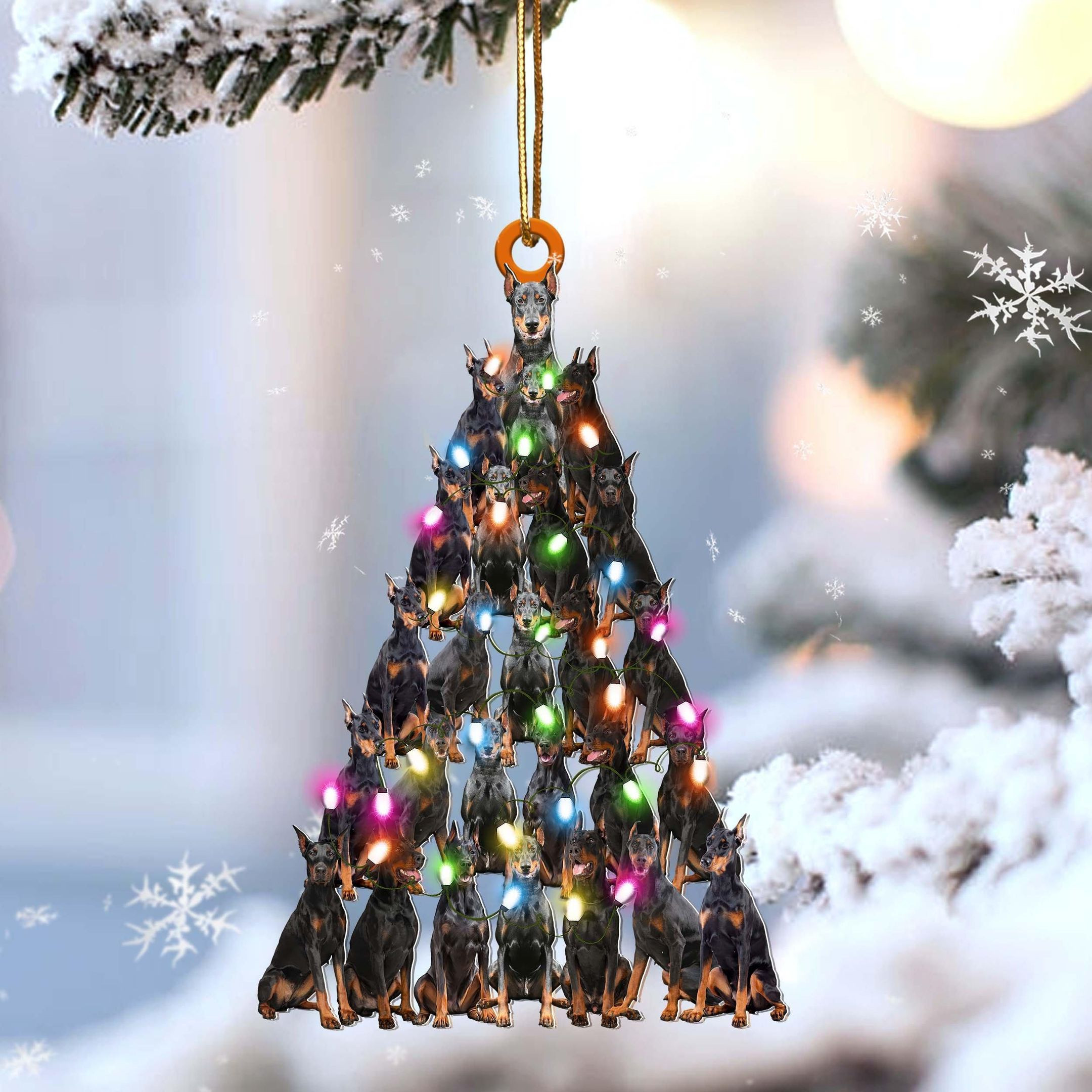 Doberman Pinscher Lovely Tree Christmas 2 sides Ornament P303 PANORPG0159