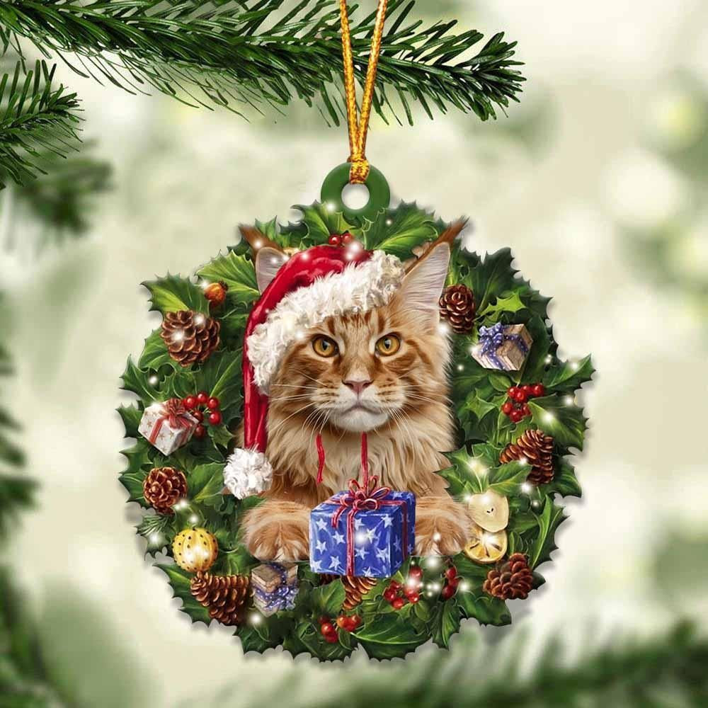 Maine Coon and Christmas gift for her gift for him gift for Maine Coon lover ornament PANORPG0344