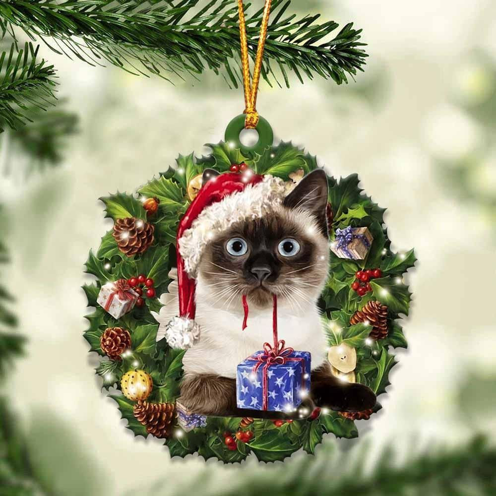 Siamese cat and Christmas gift for her gift for him gift for Siamese cat lover ornament PANORN0068