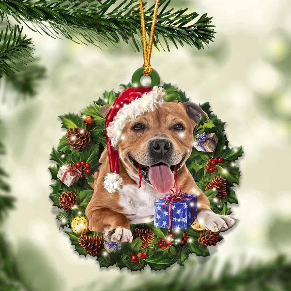 Staffordshire Bull Terrier and Christmas gift for her gift for him gift for Staffordshire Bull Terrier lover ornament PANORPG0334