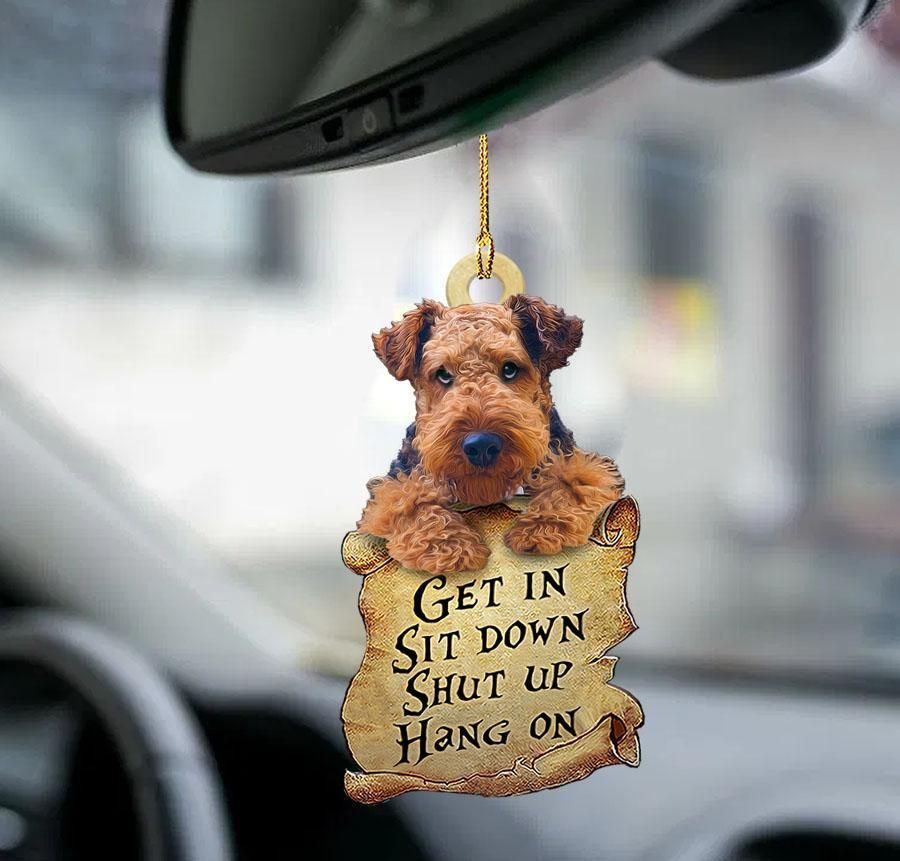 Airedale Terrier get in two sided ornament P303 PANORPG0143