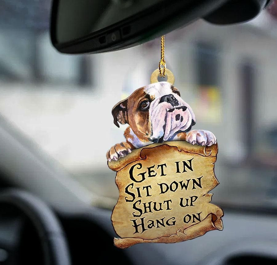 Bulldog get in dog lover two sided ornament P303 PANORPG0069