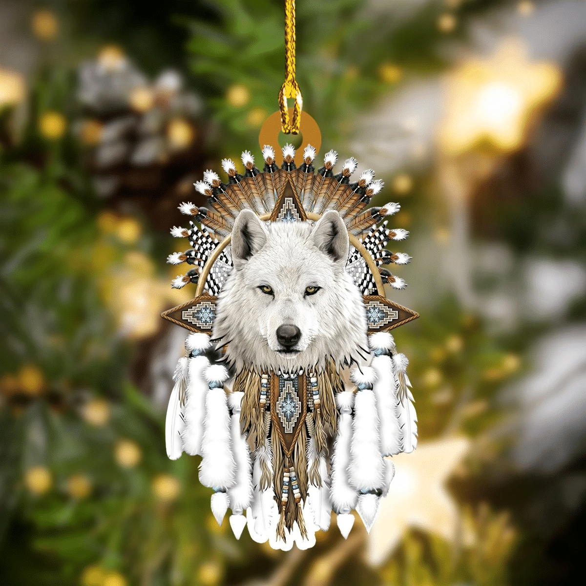 Wolf Native Christmas Ornament PANORPG0308