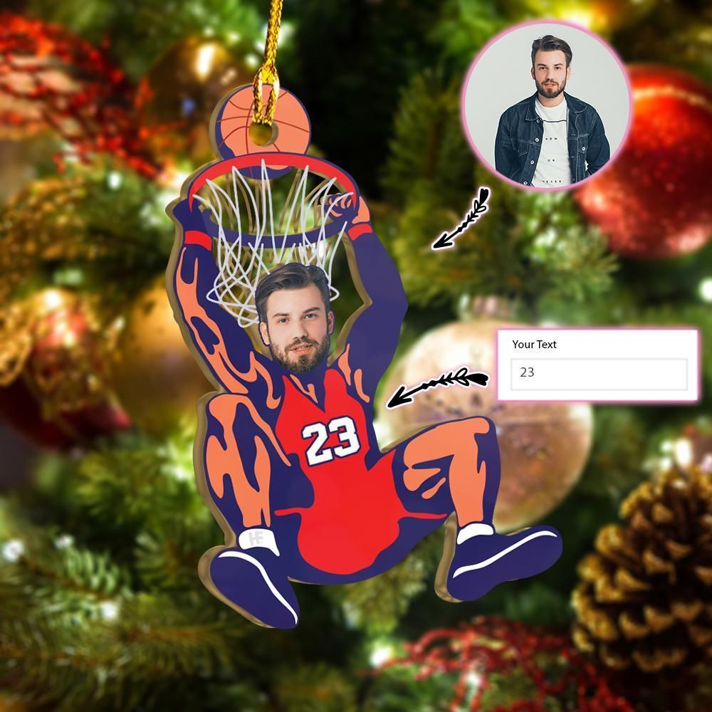 Personalized Name & Face Christmas Basketball Dunk Custom Ornament PANORN0046