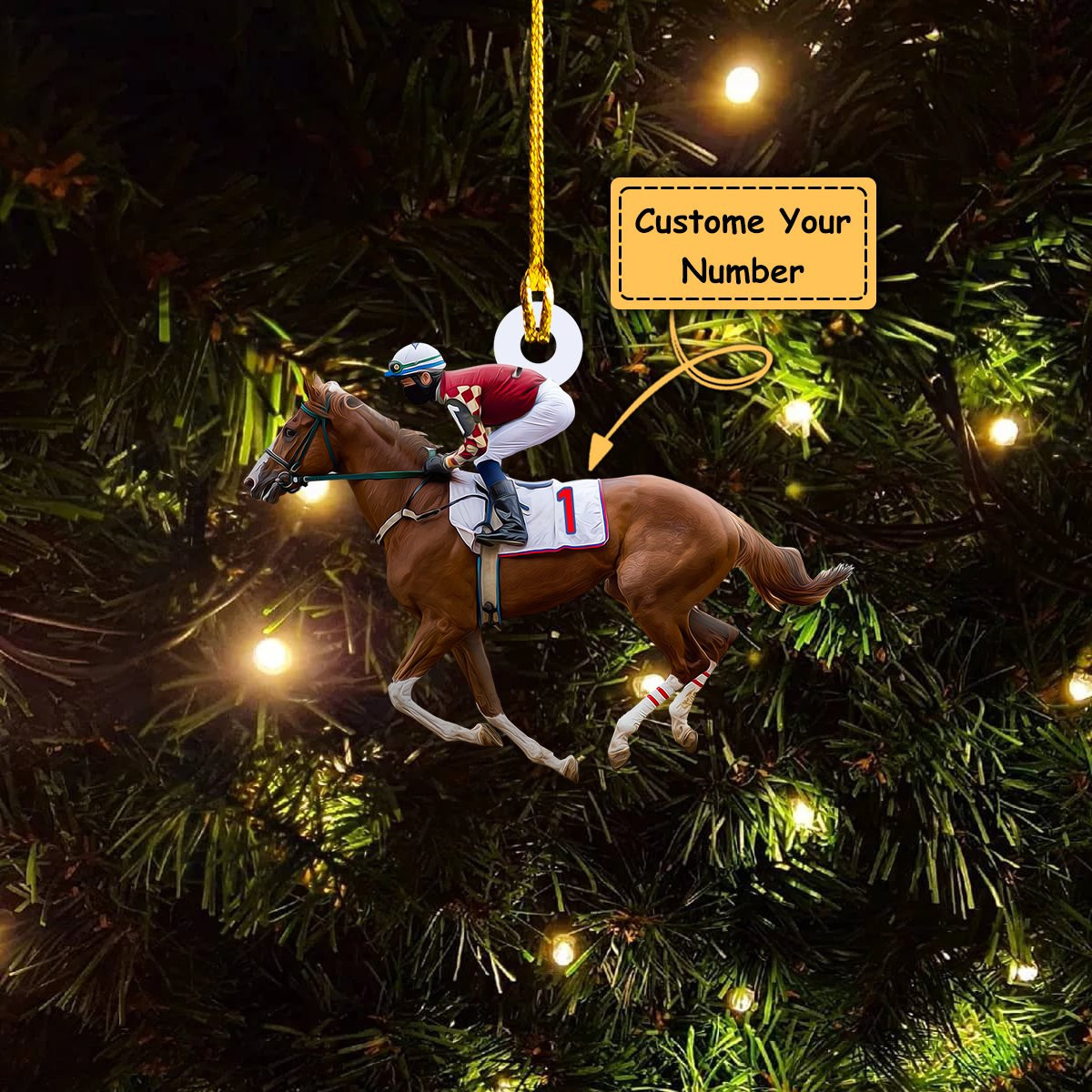 Personalized Horse Racing Christmas Ornament PANORPG0228