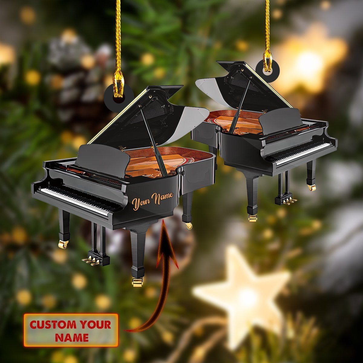 Personalized Piano Christmas Ornament PANORPG0217