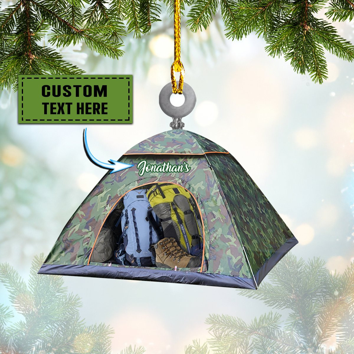 Personalized Camping Tent - Backpacking Tourism Christmas Ornament PANORPG0246