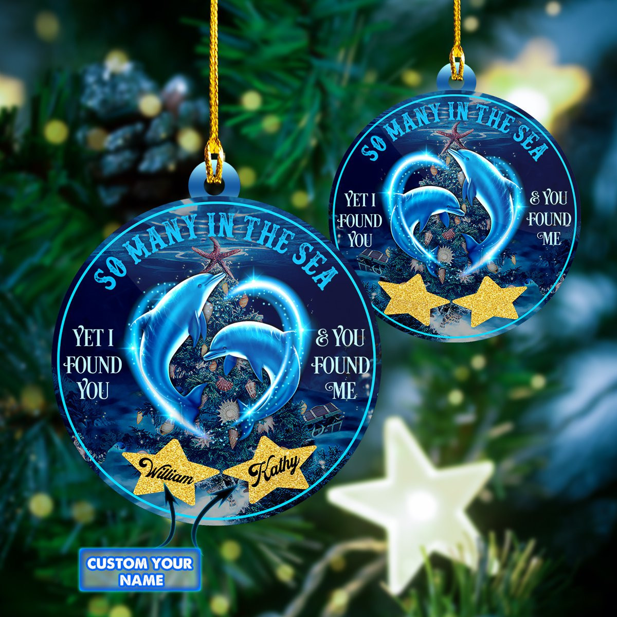 Personalized Dolphins In Christmas Ornament PANORPG0364