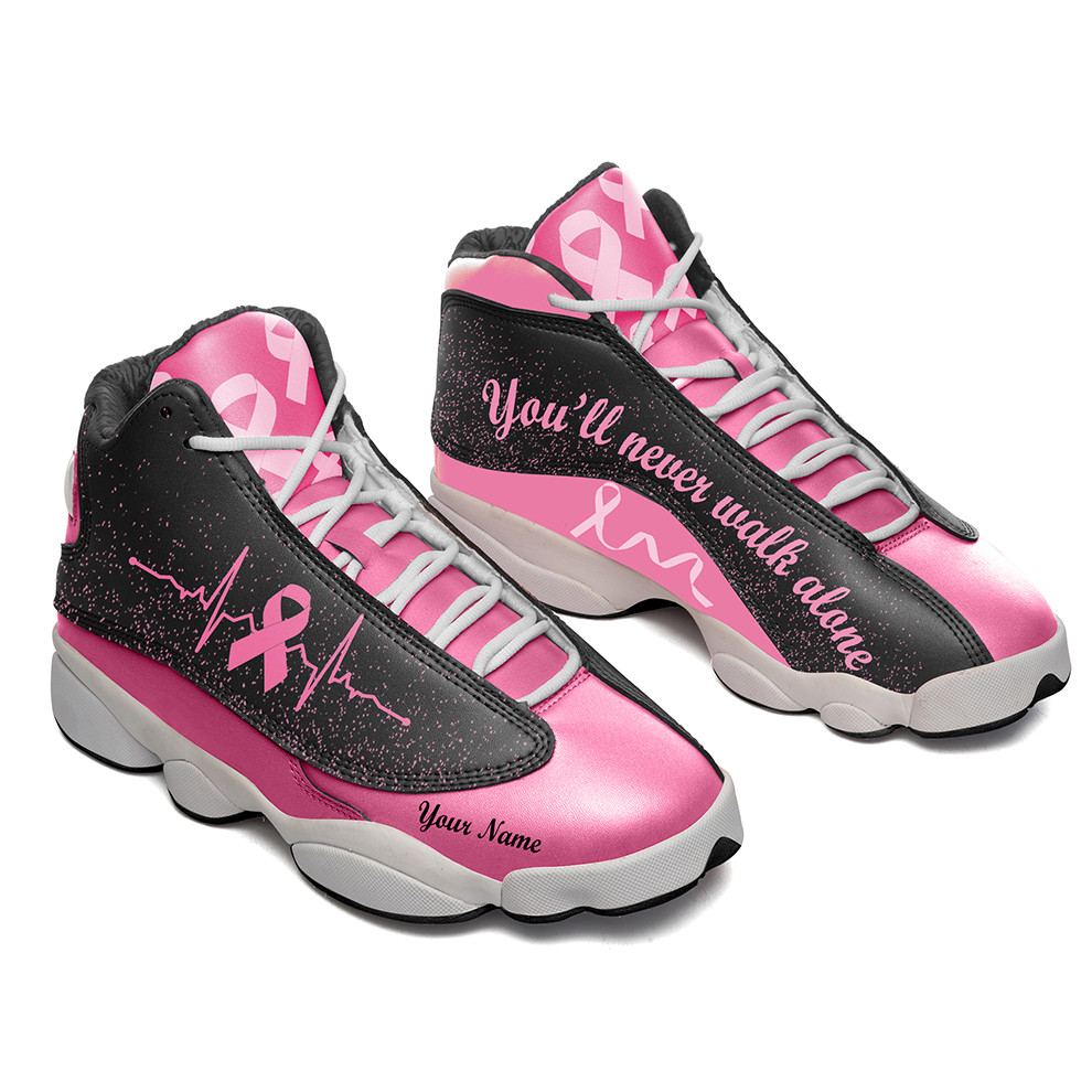 Personalized Breast Cancer Jordan 13 Shoes You'll Never Walk Alone PANAJ130010