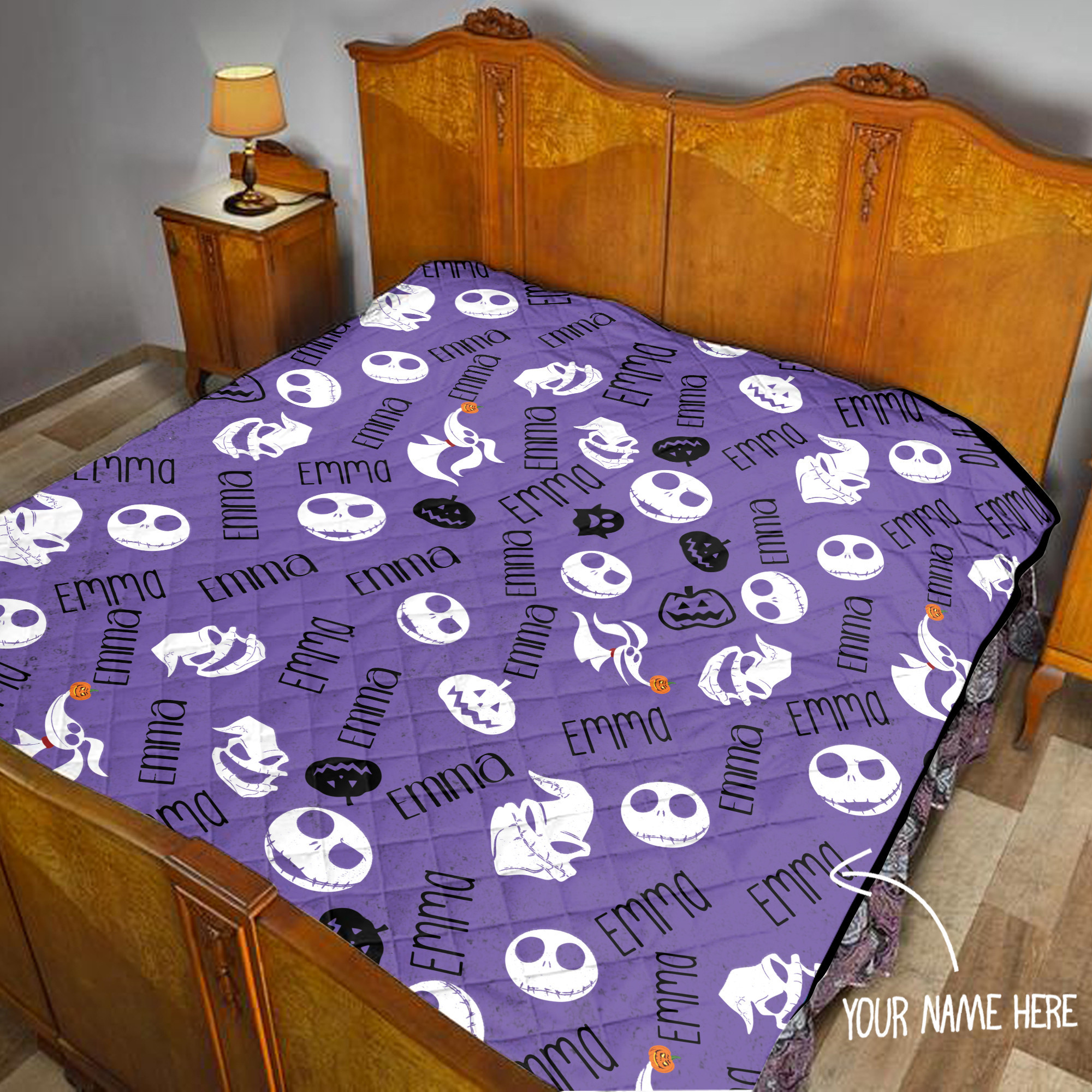 Personalized Name Nightmare Before Christmas Quilt Set