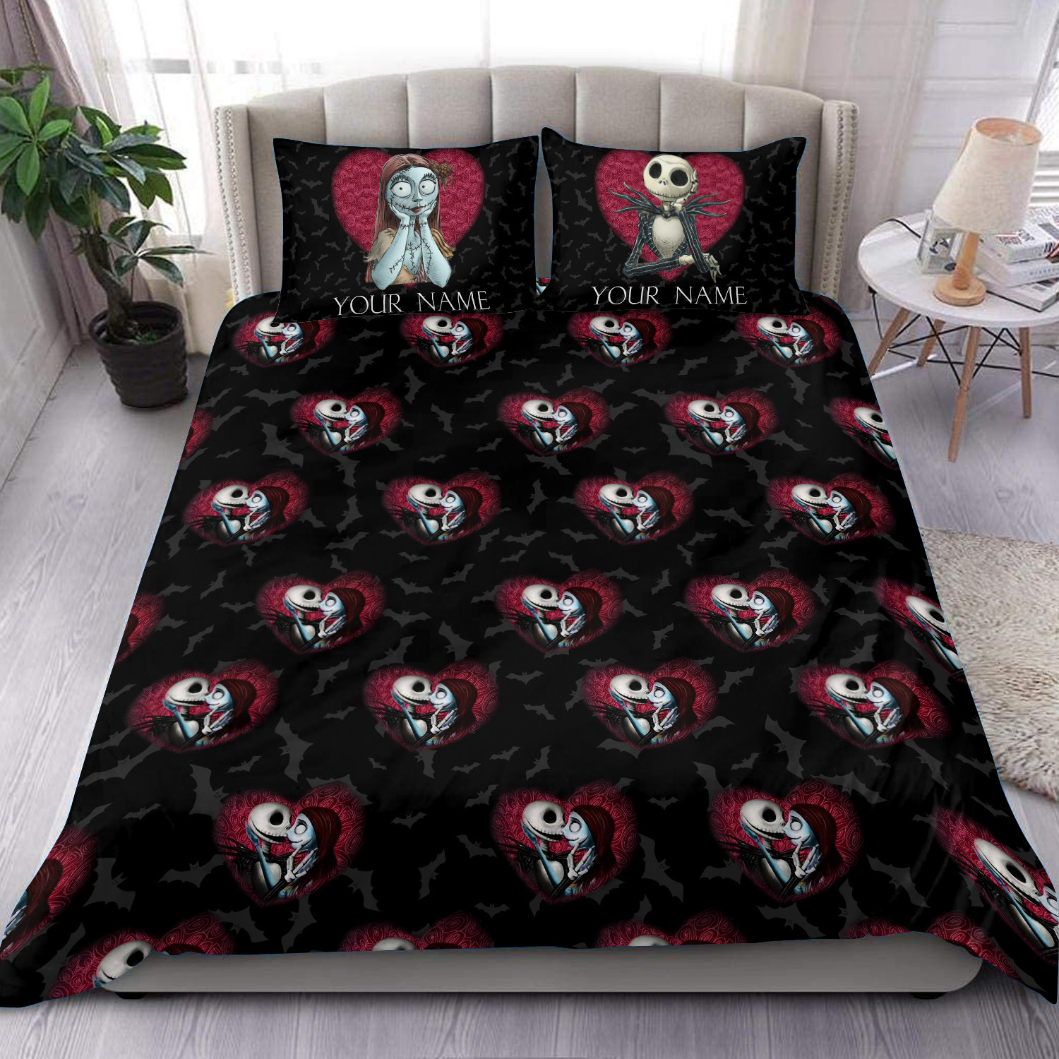Personalized Name Jack Sally Bedding Set Nightmare Before Christmas PANBED0042