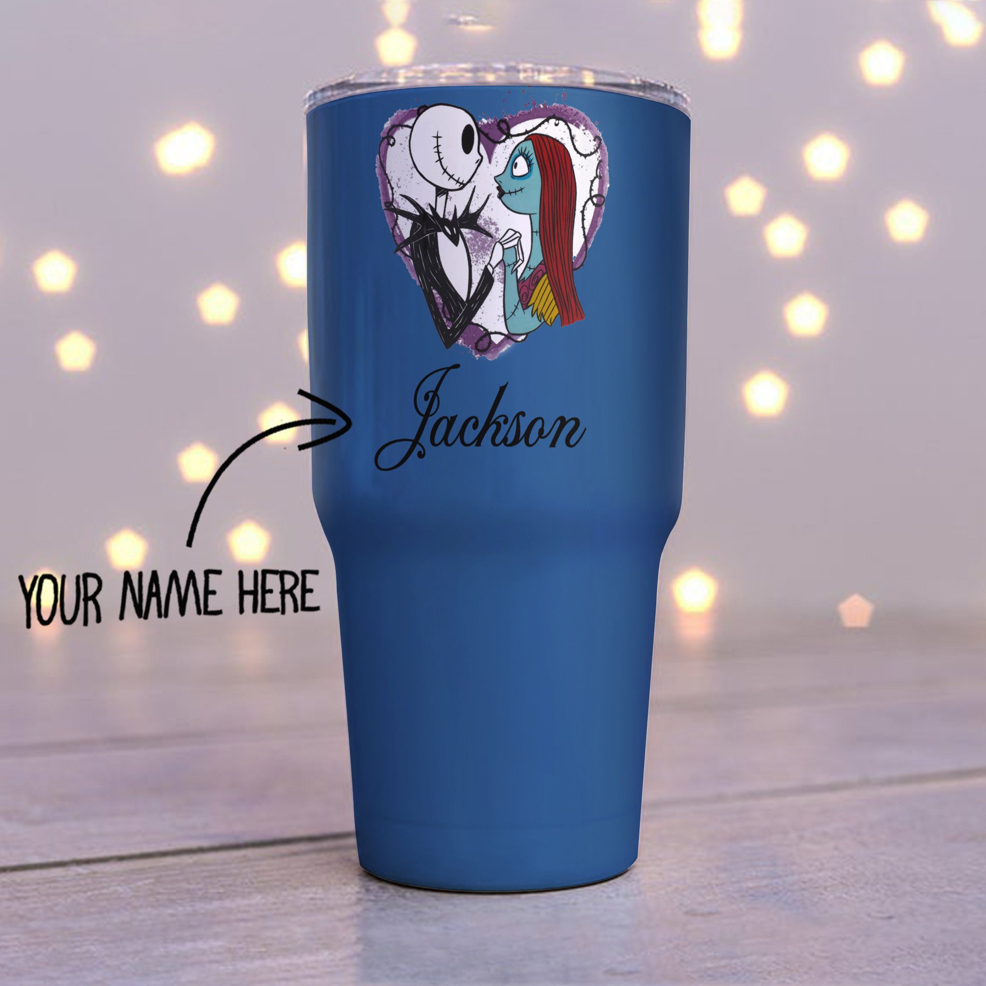 Personalized Nightmare Before Christmas Tumbler Jack Sally Lover Couple Heart PAN