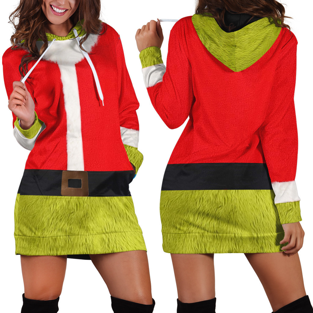 Christmas Grinch Costume Hoodie Dress PANHDR0007
