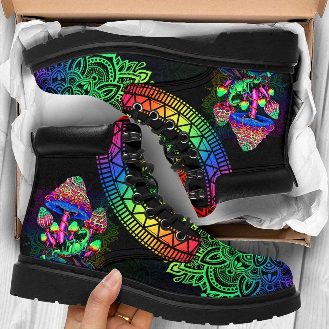 Magical Mushroom Trippy Lsd Psychedelic Colorful Season Boots PANCBO0053