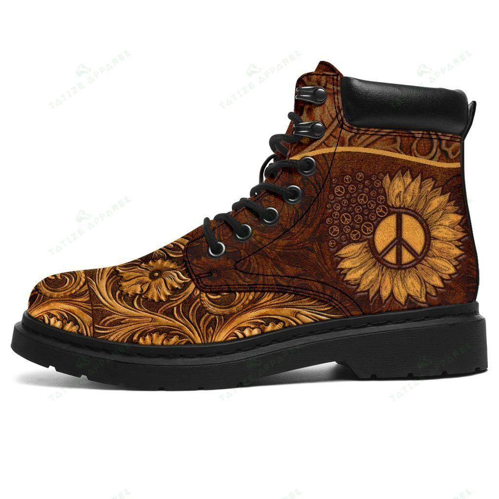 Leather hippie sunflower Season Boots