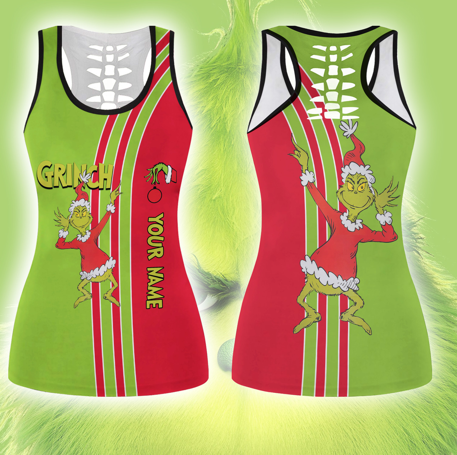 Personalized Grinch Costume Tank Top And Legging Set PAN3DSET0225