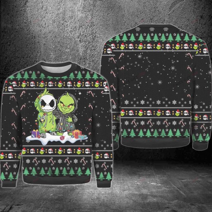 The Grinch And Jack Skellington Ugly Sweater PANWS0080