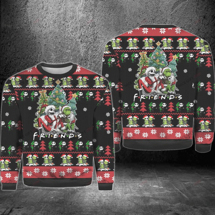 Christmas Friends Jack Skellington And Grinch Ugly Sweater PANWS0070