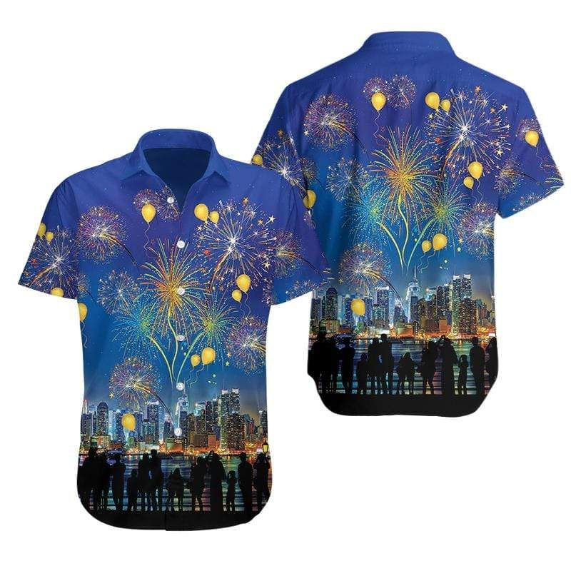 Hawaiian Aloha Shirts Countdown To New Year Fireworks PANHW00040