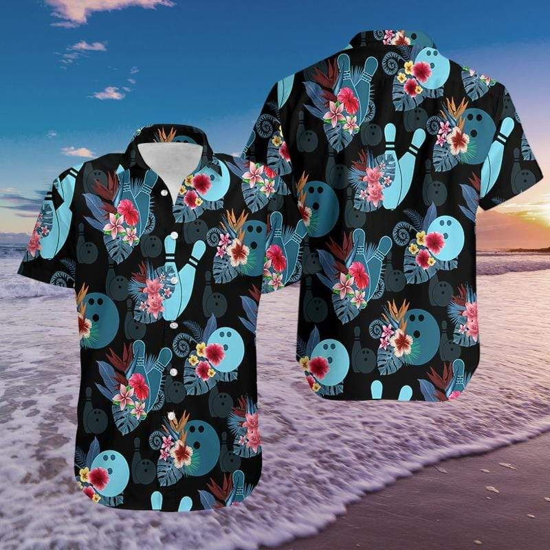 Bowling Black Aloha Hawaiian Shirts PANHW