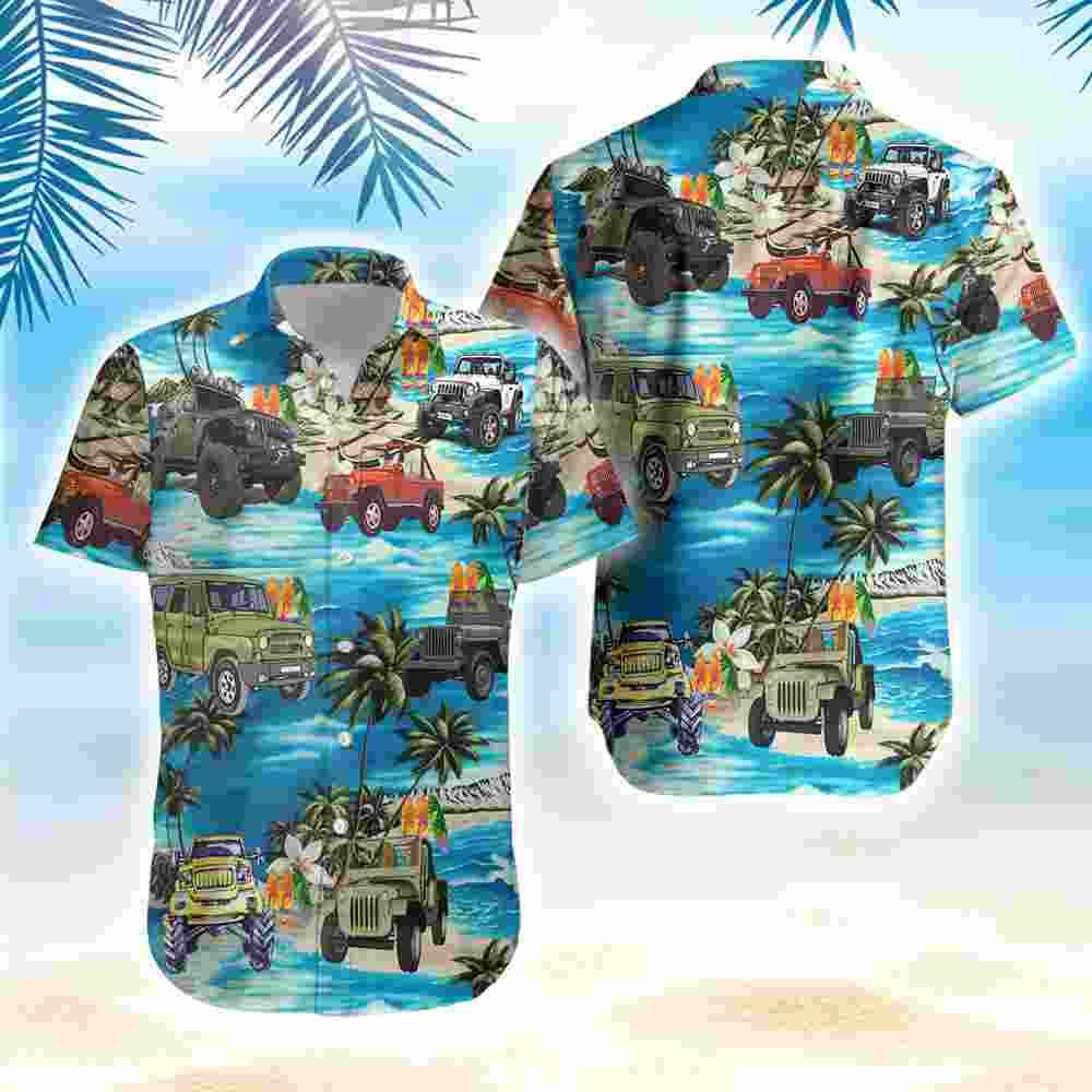 Jeep On The Beach Unisex Hawaiian Aloha Shirts PANHW00024