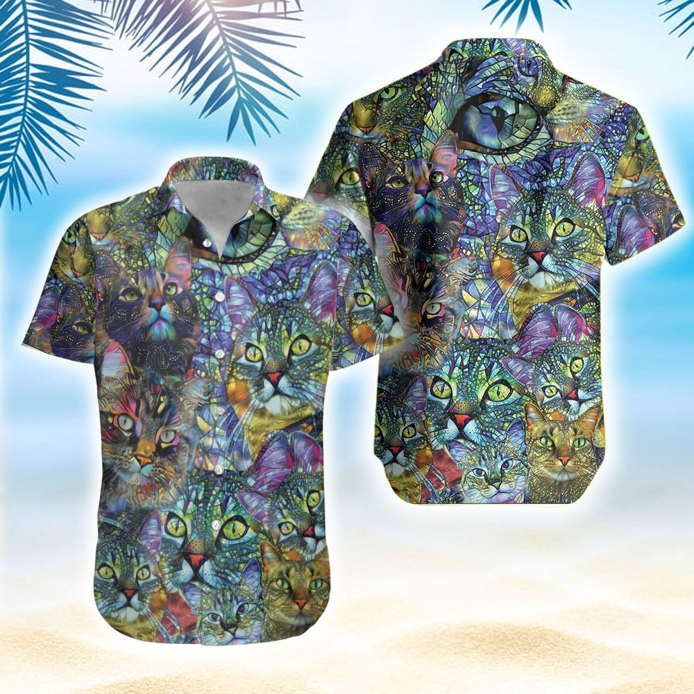 Christmas Kaleidoscope Cat Hawaiian Aloha Shirts PANHW
