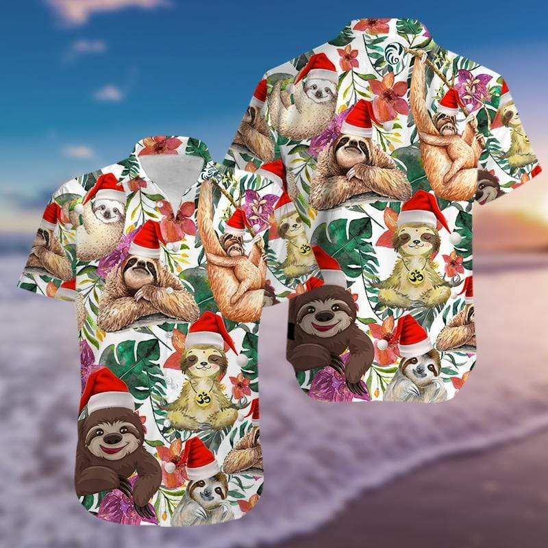 Funny Sloth Merry Christmas Hawaiian Aloha Shirts PANHW00134