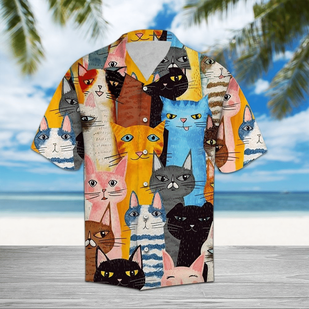 Cat Color Art Hawaiian Aloha Shirts PANHW00153