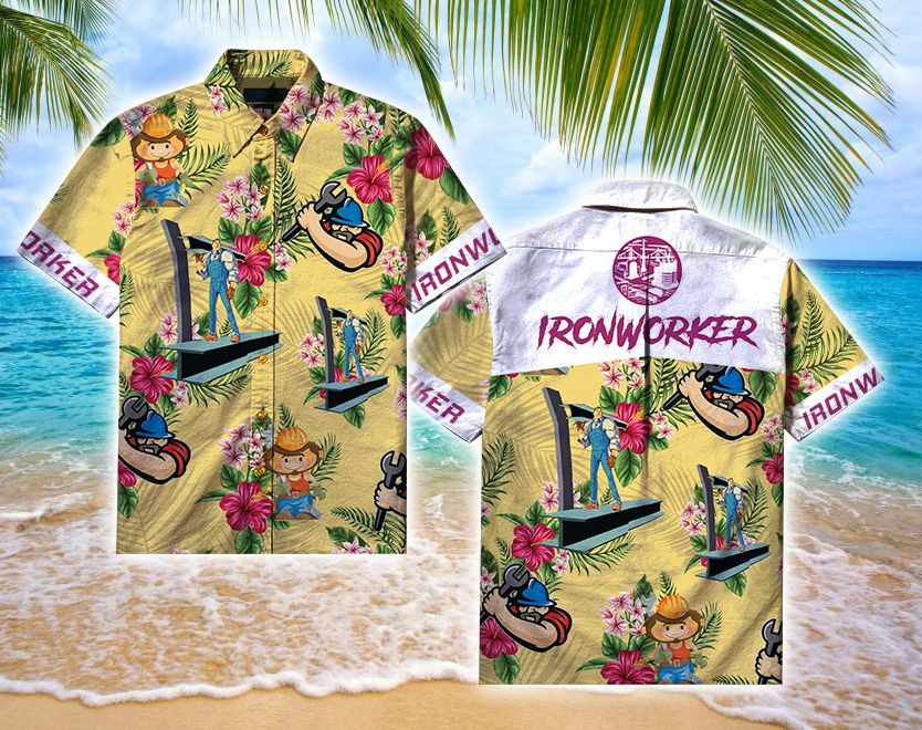 Ironworker Yellow Hawaiian Aloha Shirts PANHW