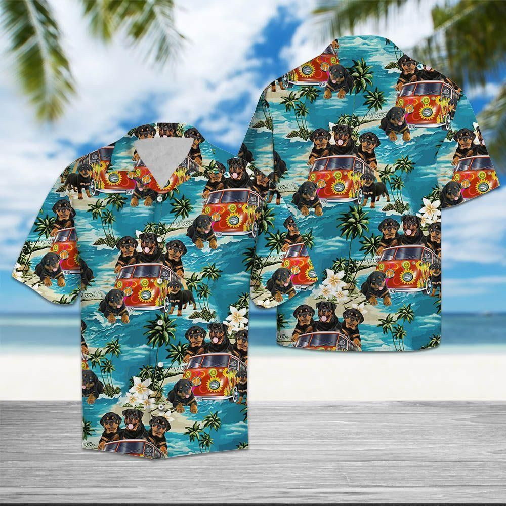 Rottweiler Dog Happy Tropical Hawaiian Aloha Shirts PANHW00082