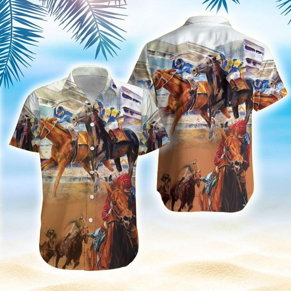 Hawaiian Aloha Shirts Horse Racing PANHW