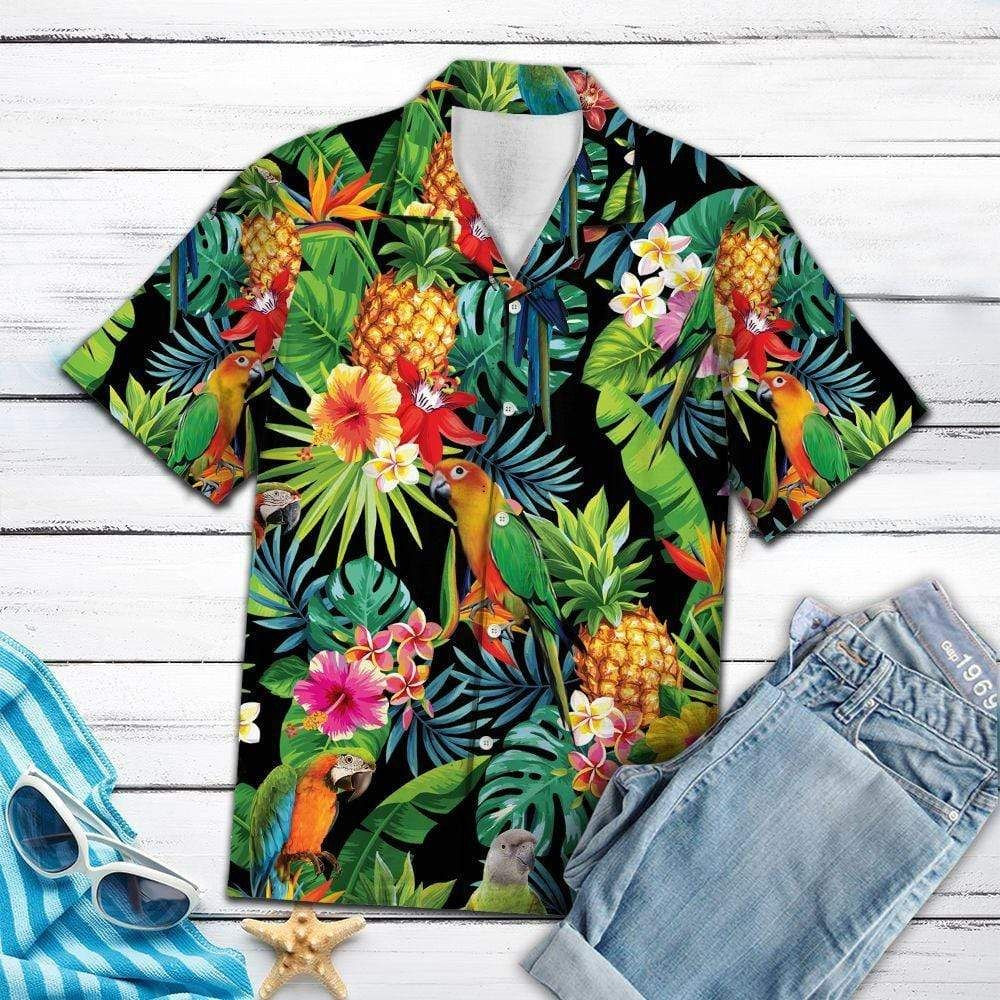 Parrot Pineapple Tropical Hawaiian Aloha Shirts PANHW