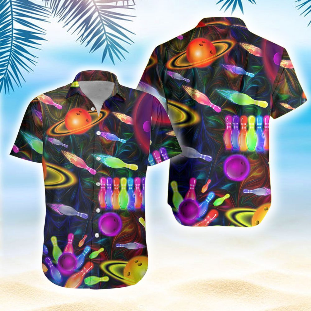 Bowling In Space Colorful Light Hawaiian Aloha Shirts PANHW00033