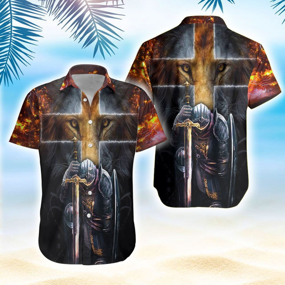 Warrior Of Christ Lion Cross Hawaiian Aloha Shirts PANHW00078
