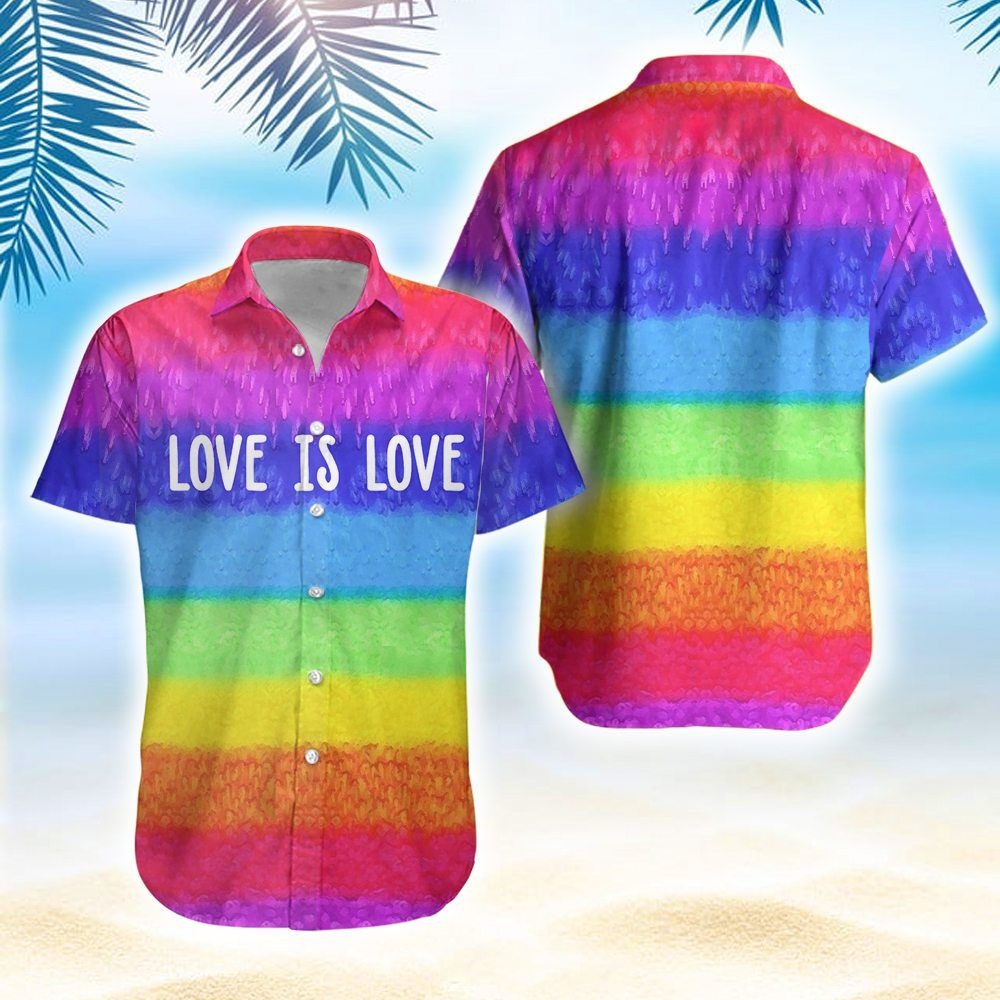 Love Is Love Rainbow Flag LGBT Full Printing Hawaiian Shirts PANHW00059